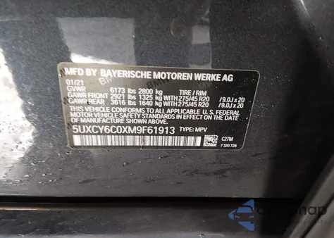 2021 BMW X6 xDrive40I from USA, damaged, VIN 5UXCY6C0XM9F61913